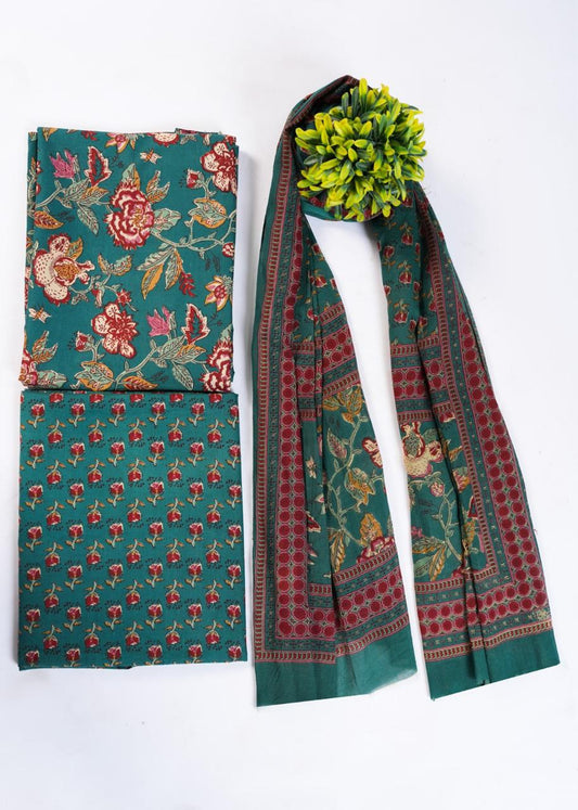 Taj Cotton Top And Bottom With Mulmul Cotton Dupatta (2.50 Meter).