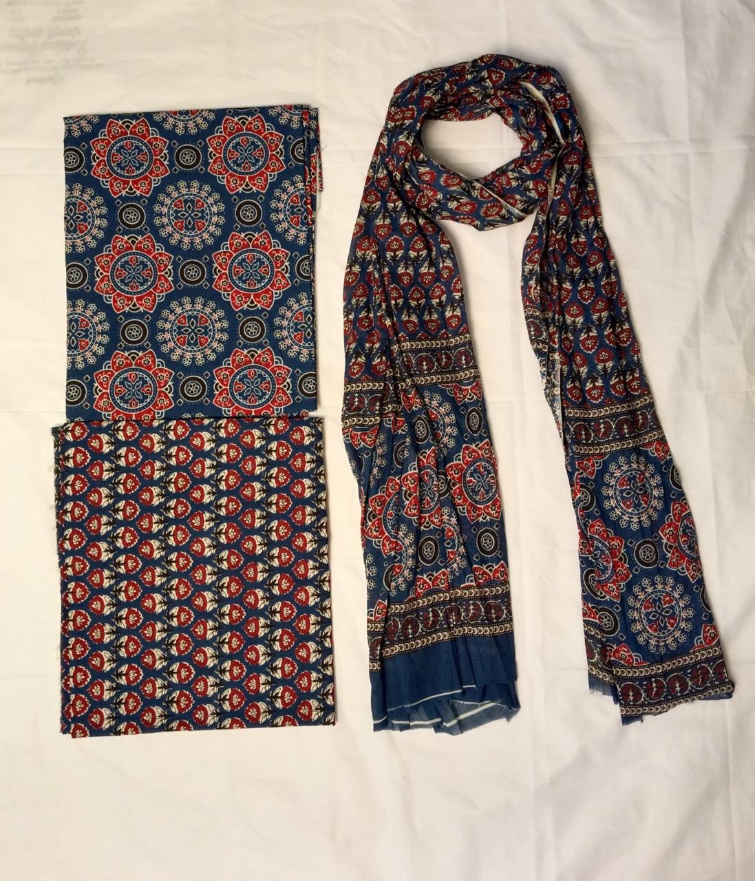 Taj Cotton Top And Bottom With Mulmul  Cotton Dupatta (2.50 Meter ).