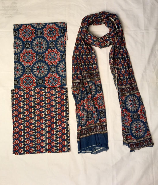 Taj Cotton Top And Bottom With Mulmul  Cotton Dupatta (2.50 Meter ).