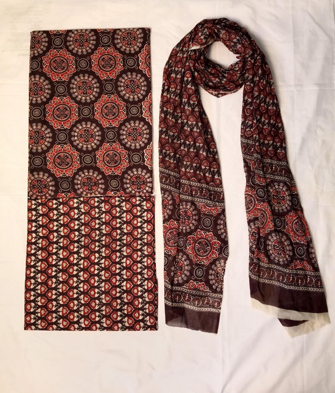 Taj Cotton Top And Bottom With Mulmul Cotton Dupatta (2.50 Meter).